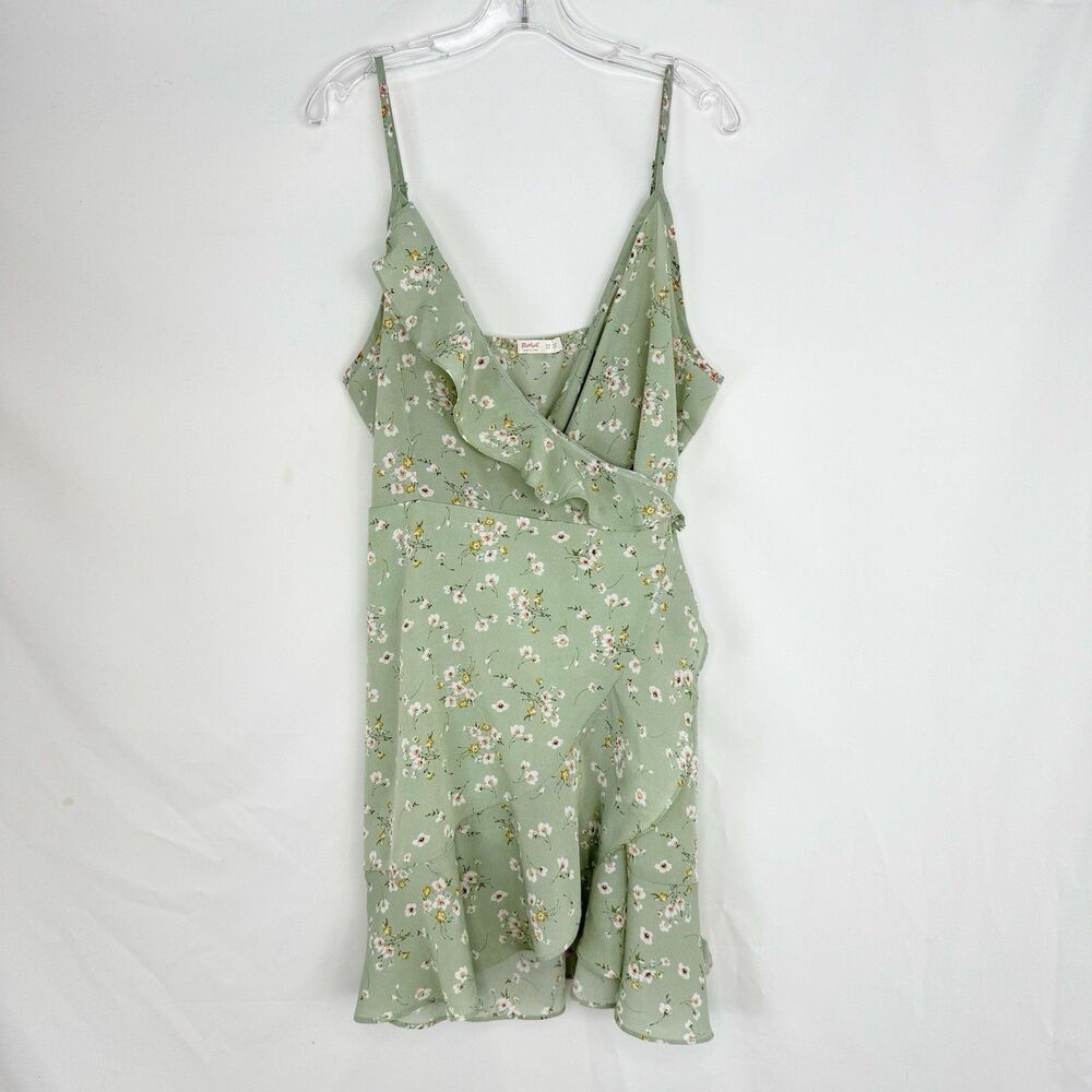 ROMWE Wrap Dress  Green Floral Size US 14 Summer Dress - Picture 9 of 16